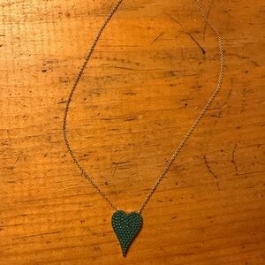 Diamonique x Jennifer Miller Green Heart Pendant gold over sterling chain